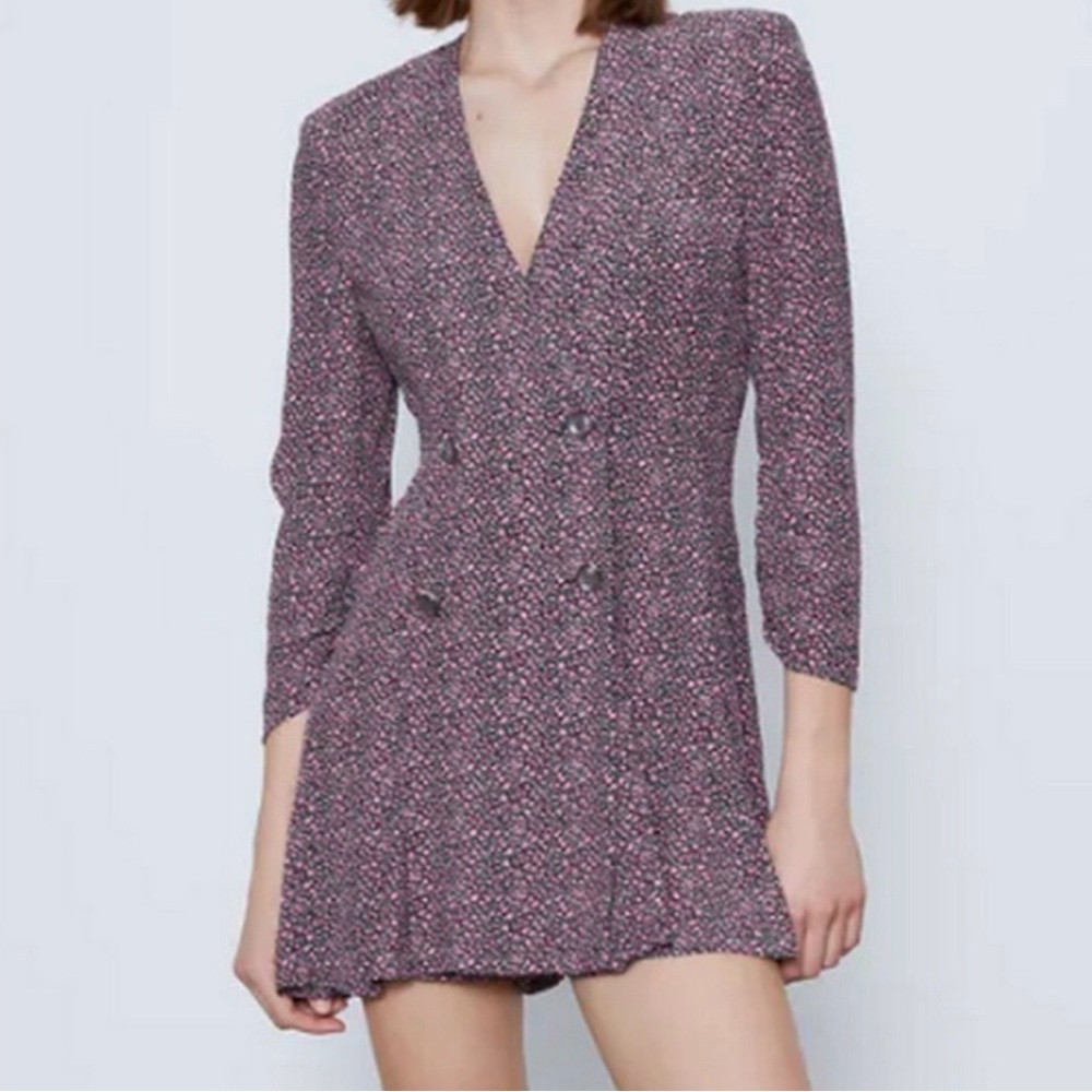 Zara Small Floral Print L/S Romper, Size XS